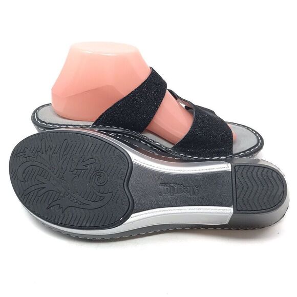 Alegria PG Lite Women Size 40 9.5-10 Black Glitter Sparkle Heel Sandals Open Toe - Picture 10 of 13